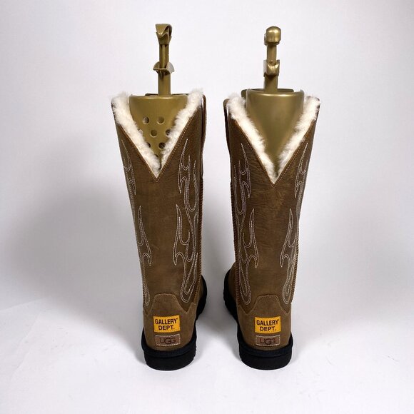 UGG x Gallery Dept. Brown Leather Western Stitched Boots - Picture 4 of 11